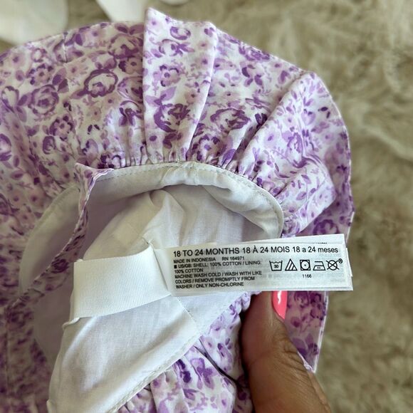 Janie & Jack Baby Floral Ruffle Sun Hat in Tallulah Lavender Size 18-24 Months - Picture 6 of 6